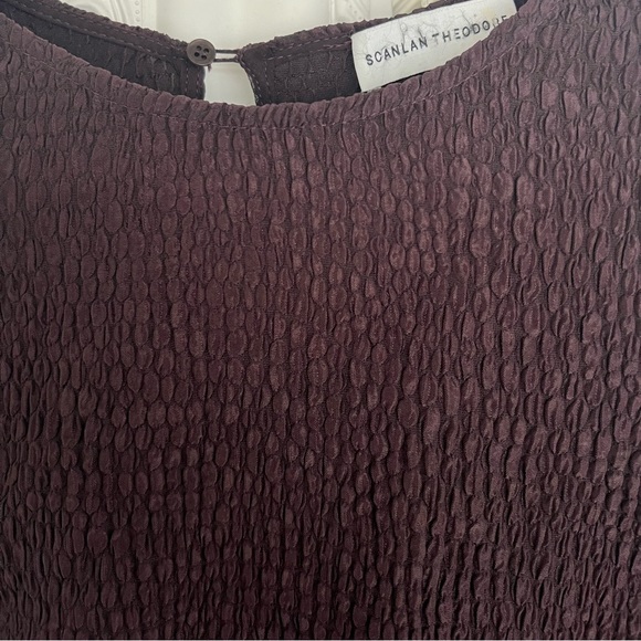 Scanlan Theodore Crepe Textured Eggplant Flared Sleeve Blouse - Picture 6 of 7